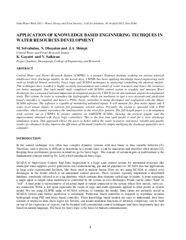 Application of Knowledge Based Engineering Techniques in Water Resources Development