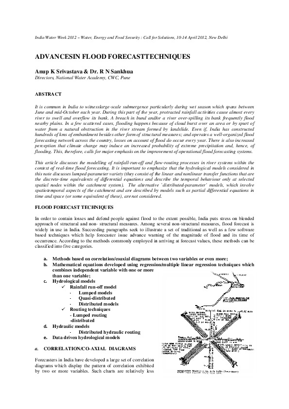 Advances in Flood Forecast Techniques