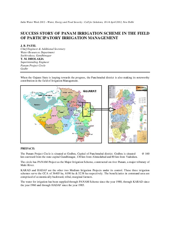 Success Story of Panam Irrigation Scheme in the Field of Participatory Irrigation Management