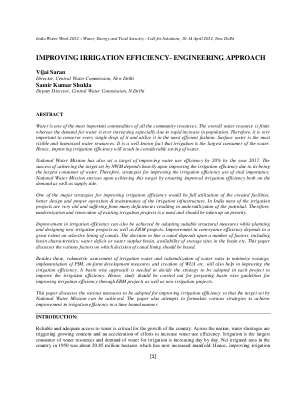 Improving Irrigation Efficiency - Engineering Approach