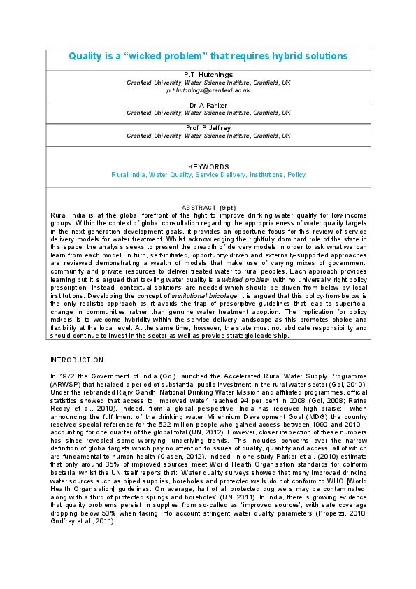 Quality is a “wicked problem” that requires hybrid solutions