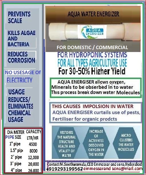 AQUA ENERGIZER is organic water conditioner for increasing the yield of Agro products by 39-50%
